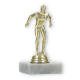 Pokal Kunststofffigur Schwimmer gold auf weißem Marmorsockel 12,6cm