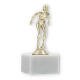 Trofeo figura de plástico nadador dorado sobre base de mármol blanco 14,3cm
