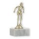 Pokal Kunststofffigur Schwimmerin gold auf weißem Marmorsockel 13,3cm