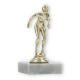 Pokal Kunststofffigur Schwimmerin gold auf weißem Marmorsockel 12,3cm