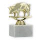Pokal Kunststofffigur Schwein gold auf weißem Marmorsockel 11,6cm
