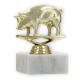 Pokal Kunststofffigur Schwein gold auf weißem Marmorsockel 10,6cm