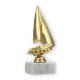 Pokal Kunststofffigur Segelboot gold auf weißem Marmorsockel 18,0cm