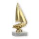 Pokal Kunststofffigur Segelboot gold auf weißem Marmorsockel 17,0cm