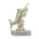 Pokal Kunststofffigur Marlin gold auf weißem Marmorsockel 13,1cm