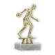 Trophy plastic figure bowling player gold on white marble base 14,0cm
