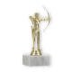 Trophy plastic figure archer gold on white marble base 17,3cm