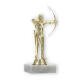 Trofeo figura de plástico arquero dorado sobre base de mármol blanco 16,3cm