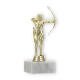 Trophy plastic figure archer gold on white marble base 17,5cm