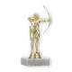 Trophy plastic figure archer gold on white marble base 16,5cm