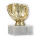 Trophy plastic figure baseball glove gold on white marble base 10.8cm