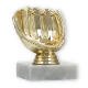 Trophy plastic figure baseball glove gold on white marble base 9.8cm