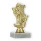 Pokal Kunststofffigur Karnevalsmaske gold auf weißem Marmorsockel 13,4cm