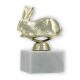 Pokal Kunststofffigur Hase gold auf weißem Marmorsockel 12,2cm