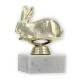 Pokal Kunststofffigur Hase gold auf weißem Marmorsockel 11,2cm