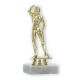 Pokal Kunststofffigur Bodybuilderin gold auf weißem Marmorsockel 15,3cm