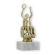 Troféu figura de plástico de cadeira de rodas dourada sobre base de mármore branco 16,3cm