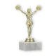Pokal Kunststofffigur Cheerleader Tanz gold auf weißem Marmorsockel 16,3cm
