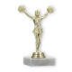 Pokal Kunststofffigur Cheerleader Tanz gold auf weißem Marmorsockel 15,3cm