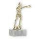 Pokal Kunststofffigur Boxer gold auf weißem Marmorsockel 15,3cm