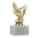 Pokal Kunststofffigur Huhn gold auf weißem Marmorsockel 13,8cm