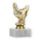 Pokal Kunststofffigur Huhn gold auf weißem Marmorsockel 12,8cm