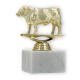 Figura de plástico troféu Hereford bull gold sobre base de mármore branco 11,8cm