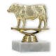 Figura de plástico troféu Hereford bull gold sobre base de mármore branco 9.8cm