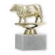 Pokal Kunststofffigur Hereford Kuh gold auf weißem Marmorsockel 11,7cm