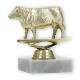 Pokal Kunststofffigur Hereford Kuh gold auf weißem Marmorsockel 9,7cm