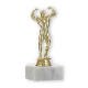 Trophy plastic figure bodybuilder gold on white marble base 15,9cm