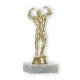 Trophy plastic figure bodybuilder gold on white marble base 14,9cm