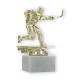 Pokal Kunststofffigur Eishockey Herren gold auf weißem Marmorsockel 15,8cm