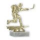 Pokal Kunststofffigur Eishockey Herren gold auf weißem Marmorsockel 13,8cm