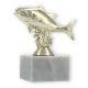 Pokal Kunststofffigur Thunfisch gold auf weißem Marmorsockel 12,1cm