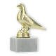 Pokal Kunststofffigur Taube gold auf weißem Marmorsockel 13,8cm