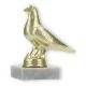 Pokal Kunststofffigur Taube gold auf weißem Marmorsockel 11,8cm