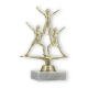 Pokal Kunststofffigur Cheerleader Pyramide gold auf weißem Marmorsockel 16,3cm