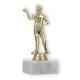 Pokal Kunststofffigur Dartspieler gold auf weißem Marmorsockel 15,4cm