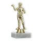 Pokal Kunststofffigur Dartspieler gold auf weißem Marmorsockel 14,4cm