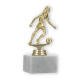 Pokal Kunststofffigur Fußball Damen gold auf weißem Marmorsockel 15,4cm