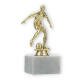 Pokal Kunststofffigur Fußballer gold auf weißem Marmorsockel 15,4cm