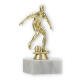 Pokal Kunststofffigur Fußballer gold auf weißem Marmorsockel 14,4cm