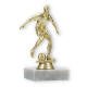 Trophy plastic figure footballer gold on white marble base 13,4cm