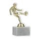 Pokal Kunststofffigur Fußballspieler gold auf weißem Marmorsockel 15,0cm