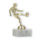 Pokal Kunststofffigur Fußballspieler gold auf weißem Marmorsockel 14,0cm