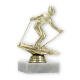 Trophy plastic figure ski slalom gold on white marble base 13,0cm