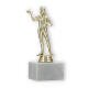 Trophy plastic figure female dart player gold on white marble base 16,7cm