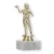 Pokal Kunststofffigur Dartspielerin gold auf weißem Marmorsockel 15,7cm