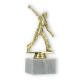 Pokal Kunststofffigur Cricket Werfer gold auf weißem Marmorsockel 17,5cm